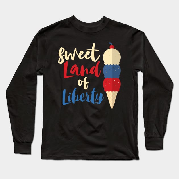 Sweet Land of Liberty USA Flag Retro 4th Of July Gift Long Sleeve T-Shirt by stayilbee